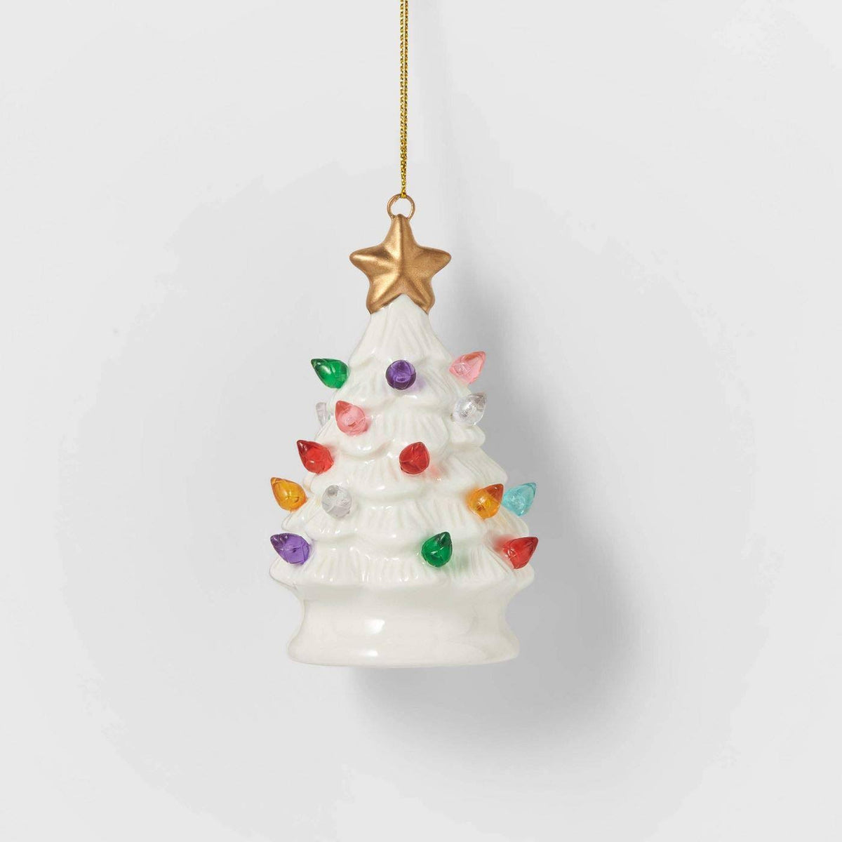 Wondershop Ceramic Christmas Tree Lighted Ornament Retro Lit (White) - Product image 1