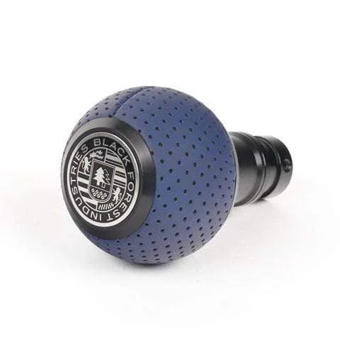 BFI GS2 Heavy Weight Shift Knob - Porsche Maritime Blue Leather - Black Anodized (Porsche 964-997 Fitment)