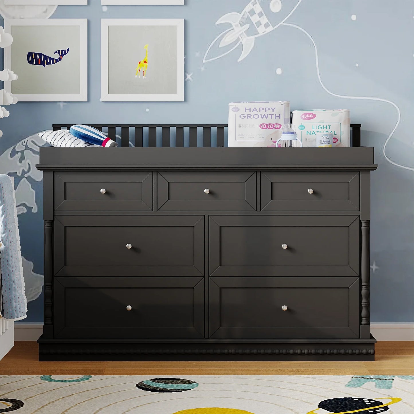 OXYLIFE 45" Baby Nursery Changing Table Dresser with 4 Drawers and Shelf for Nursery Room, White - Product image 58