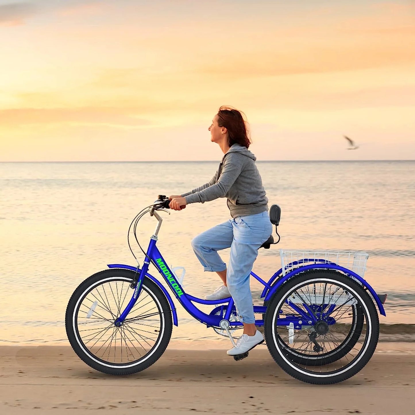 MOONCOOL Adult Tricycles with Rear Basket & Inflator, 24 26 in 7 Speed 3 Wheel Bikes, Three - Product image 84