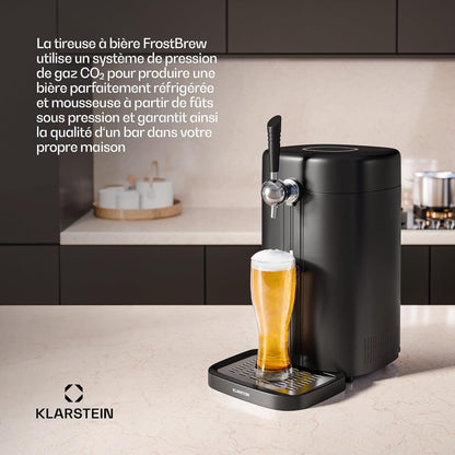 Klarstein FrostBrew Beer Tap - CO₂ Pressure System 5L Kegs Thermoelectric Cooling 3-12°C Pull Lever Black/Gold