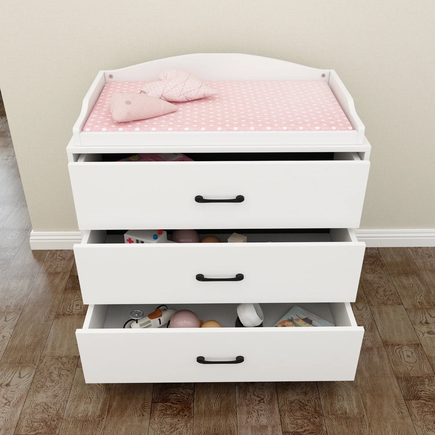 OXYLIFE 45" Baby Nursery Changing Table Dresser with 4 Drawers and Shelf for Nursery Room, White - Product image 33
