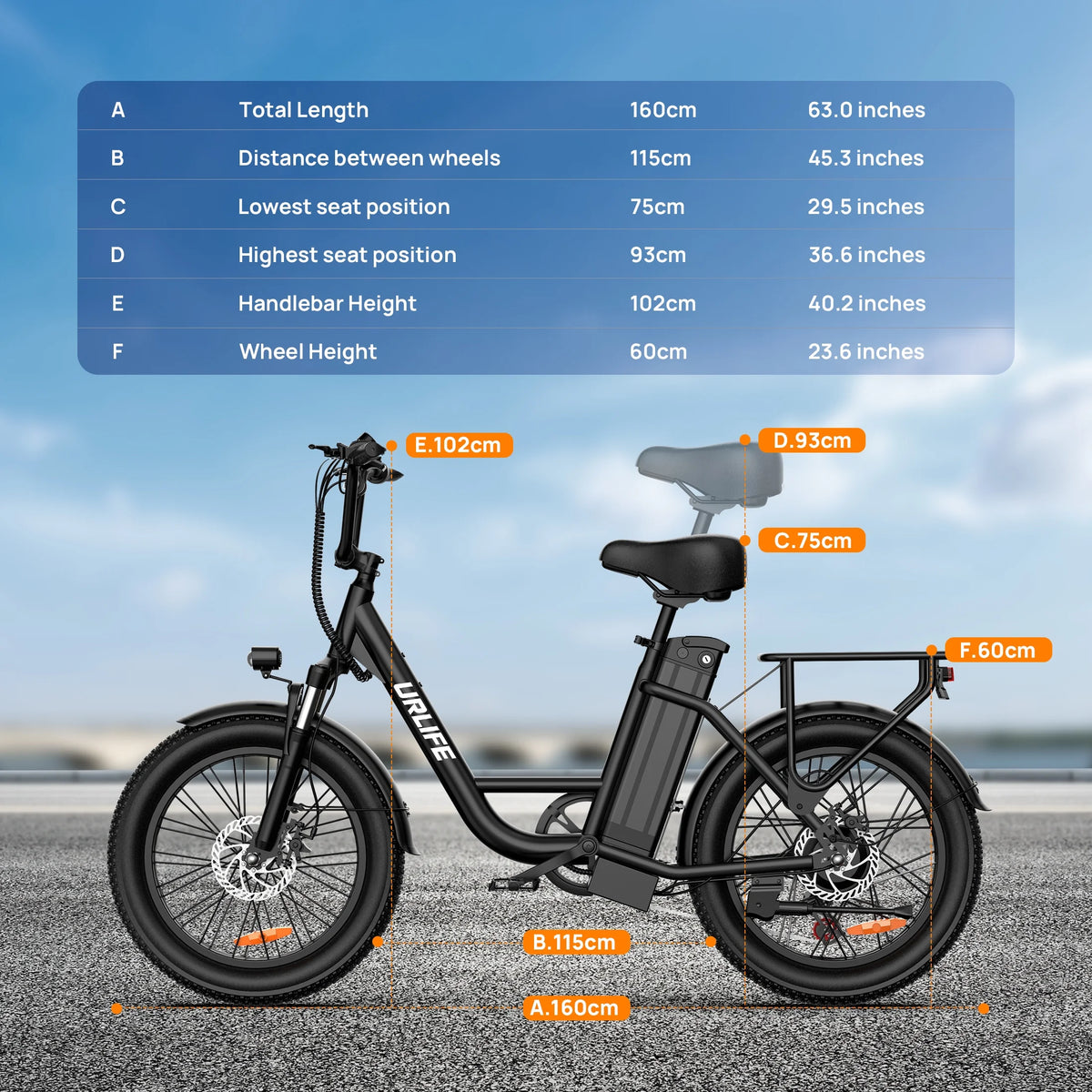 URLIFE 20" Electric Bike for Adults, 1000W Peak Motor, 48V 13AH Remobavle Battery, 7 - Product image 8