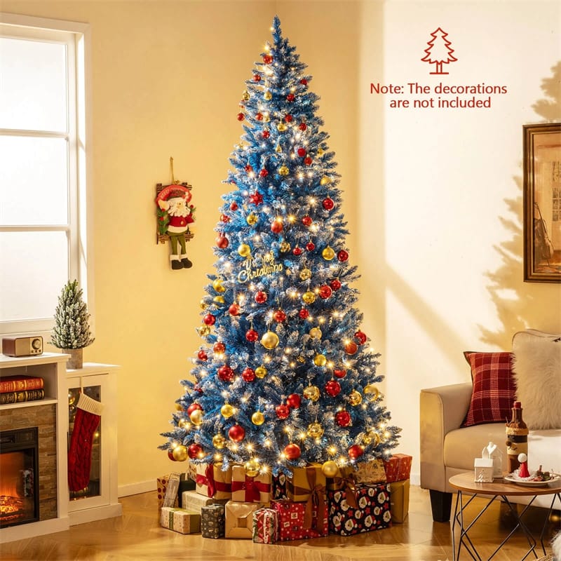 6/7/8/9 FT Pre-Lit Christmas Tree, Blue Hinged Xmas Tree with Frosted PVC Tips, Warm White LED Lights - Product image 28
