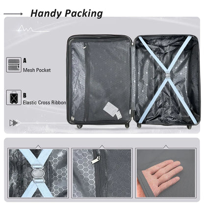 3 Piece Blue Luggage Travel Set, 20" 24" 28" Carry on Luggage with Spinner Wheels - Product image 6