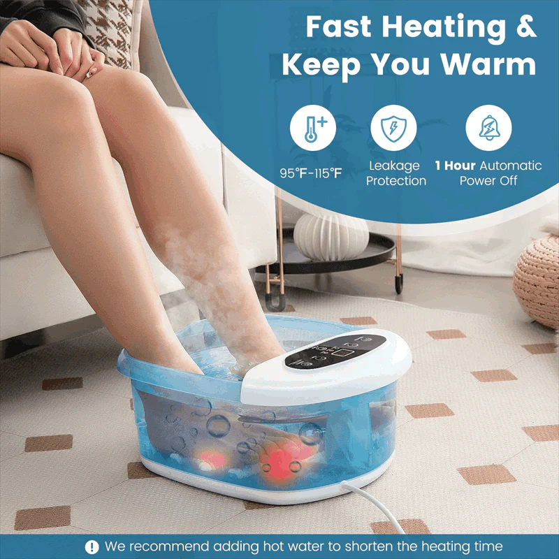 Foot Spa Bath Massager w/ Heat, Bubbles & Vibration Mode, Digital Temp Control, 12 Rollers, Pedicure Stone - Product image 5