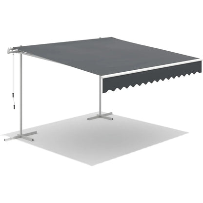 AECOJOY Free Standing Retractable Awning, 13'x10' Patio Awnings Outdoor Manual Sun Shade Shelter, Dark Grey - Product image 1