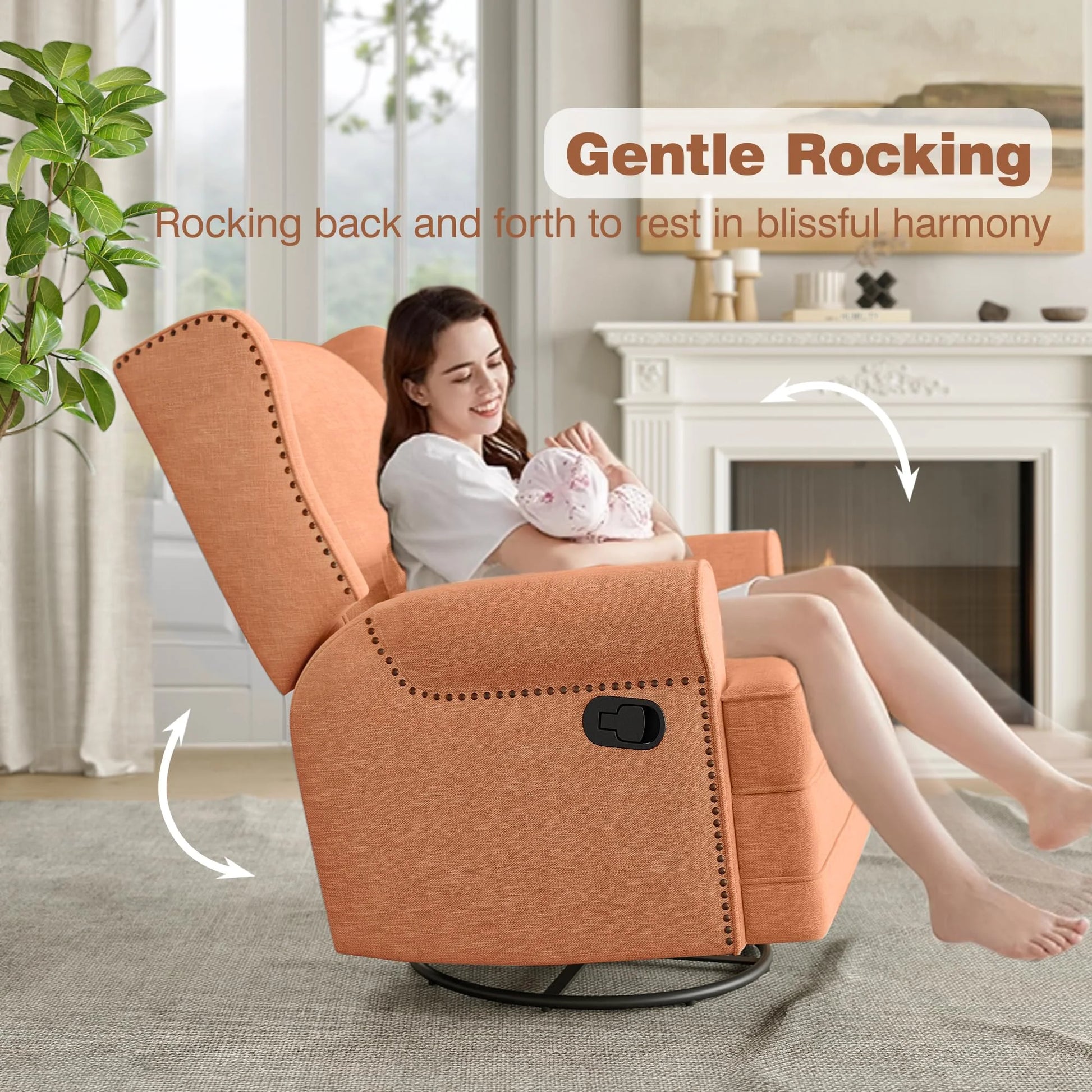 Royalcraft Swivel Nursery Glider Recliner, Comfy Upholstered Glider Chair with Lumbar Pillow and Footrest - Product image 28