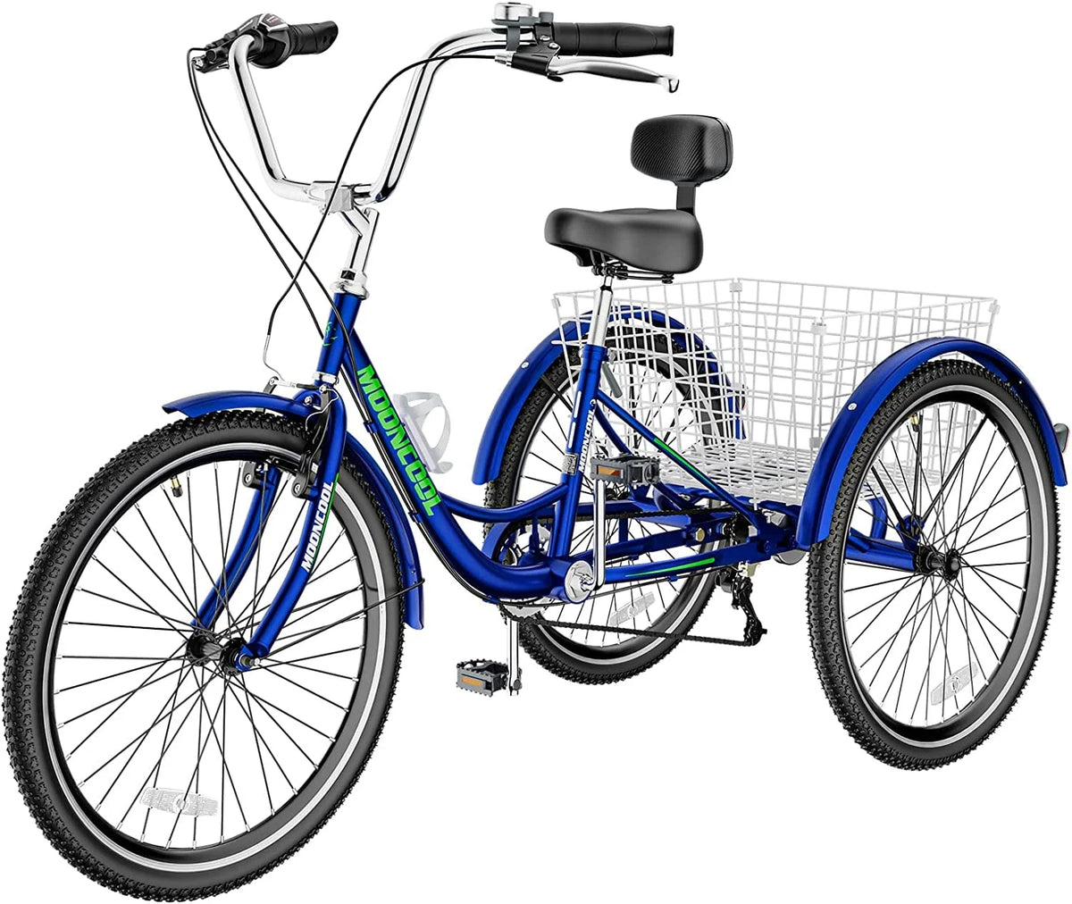 MOONCOOL Adult Tricycles with Rear Basket & Inflator, 24 26 in 7 Speed 3 Wheel Bikes, Three - Product image 88