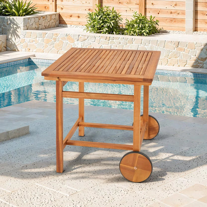 AECOJOY Acacia Wood Outdoor Dining Table for 4, Foldable Top Patio Table with Wheels - Product image 2