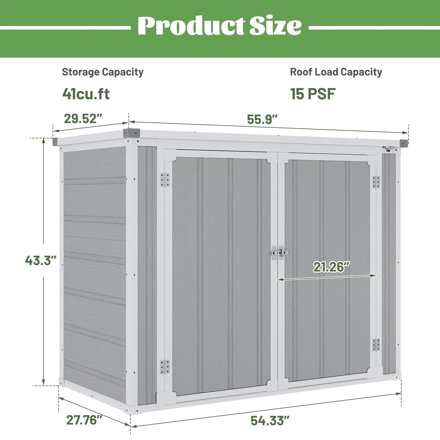 41 Cu.ft Outdoor Shed, Horizontal All - Weather Resin Storage Shed - Product image 2