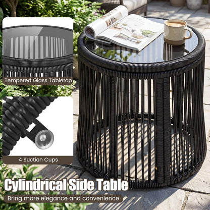 Tangkula 3 Pieces Patio Rattan Bistro Conversation Set - Product image 6