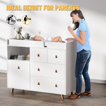 OXYLIFE 45" Baby Nursery Changing Table Dresser with 4 Drawers and Shelf for Nursery Room, White - Product image 8