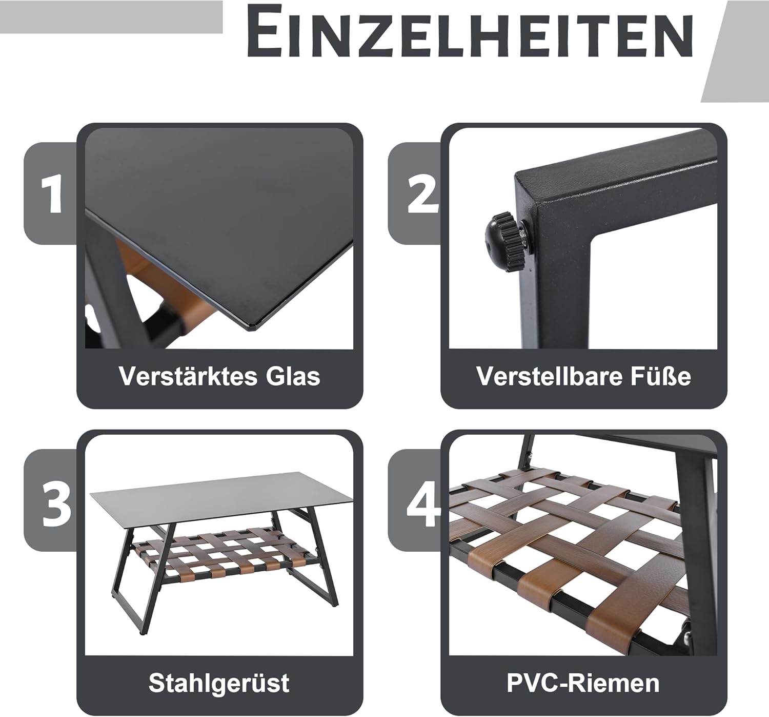 Garden furniture, garden furniture for 4 people, with sofa, coffee table and cushions, removable and washable fabric cover, black (seat cushions included)