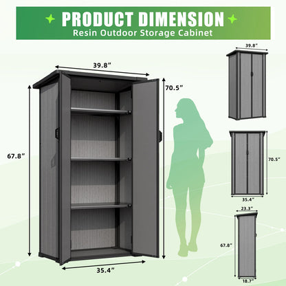 AECOJOY Tall Resin Outdoor Storage Cabinet Waterproof with Adjustable Shelves - Product image 5