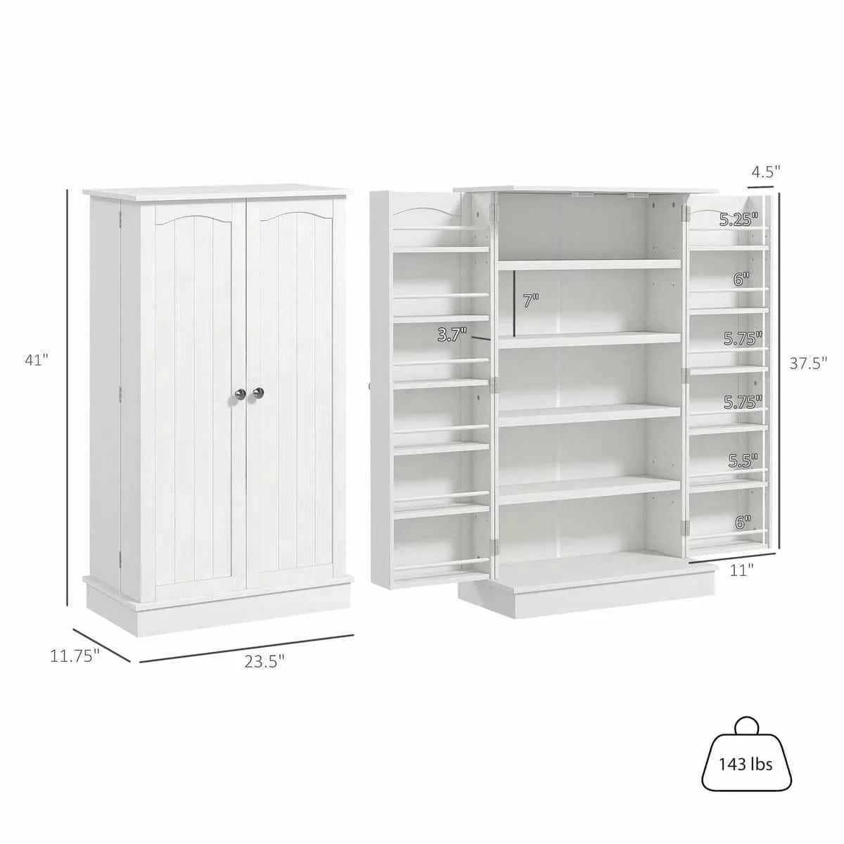 Spaco 17 - Tier Kitchen Small Pantry Cabinet with 2 Doors and 6 Adjustable Shelves, Cabinet Pantry - Product image 42