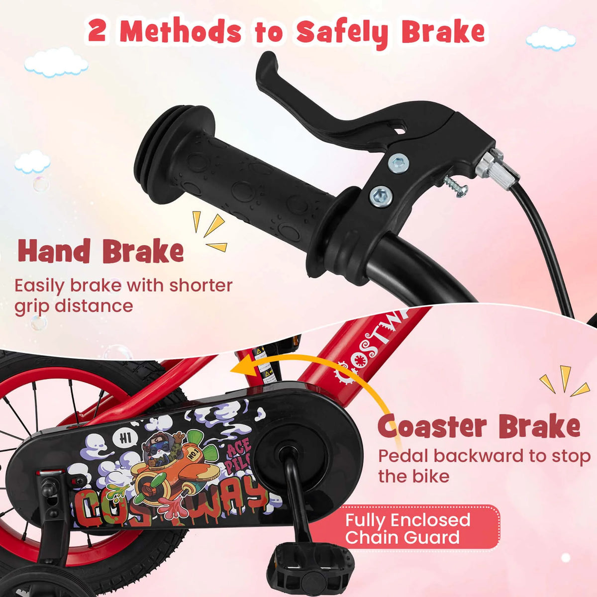 Costway 16" Kid'S Bike for 4 - 7 with Height - Adjustable Handlebar & Saddle Handbrake Blue - Product image 37