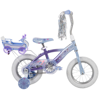 Frozen Bike with Doll Carrier Sleigh for Girl'S, 12 In., White and Purple by Huffy - Product image 1