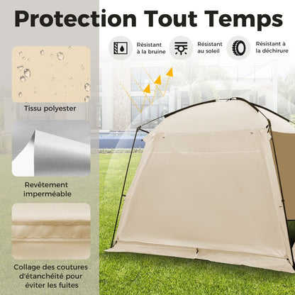 Camping Tent for 8-10 People Dome Tent with Vestibule and Mosquito Net Zippered Door Portable Tent with Carry Bag 300x300x250cm Beige -