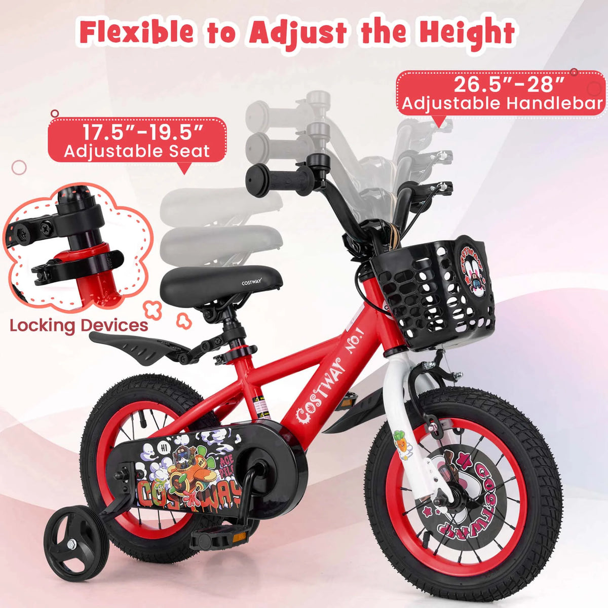 Costway 16" Kid'S Bike for 4 - 7 with Height - Adjustable Handlebar & Saddle Handbrake Blue - Product image 36