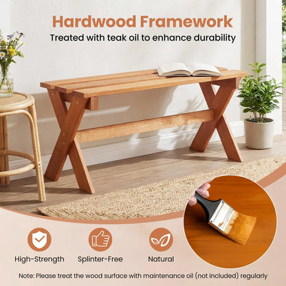 Tangkula Outdoor Wood Bench Backless Patio Dining Bench(1/2) - Product image 7