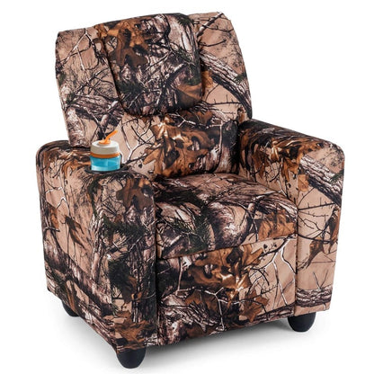 Kids Recliner Chair with Cup Holder & Side Pocket, Adjustable Toddler Lounge Sofa, Ergonomic Children Armchairs for Boys Girls Age 3+, 150lbs