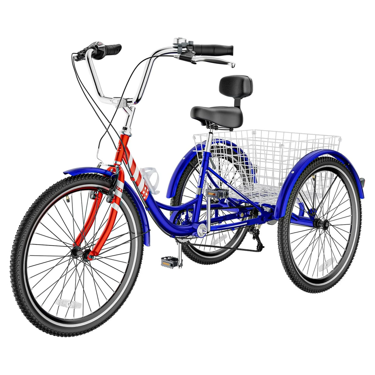 MOONCOOL Adult Tricycles with Rear Basket & Inflator, 24 26 in 7 Speed 3 Wheel Bikes, Three - Product image 136