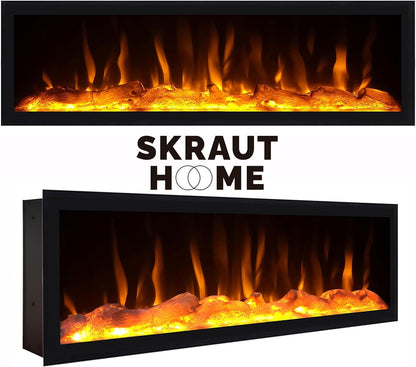 Skraut Home | TV cabinet | TV Bench | Large Storage Space | 267x45x35 cm | Large Format TV | XXL electric fireplace | Suspended, Wall | Modern Style | Black