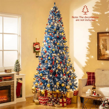 6/7/8/9 FT Pre-Lit Christmas Tree, Blue Hinged Xmas Tree with Frosted PVC Tips, Warm White LED Lights - Product image 36