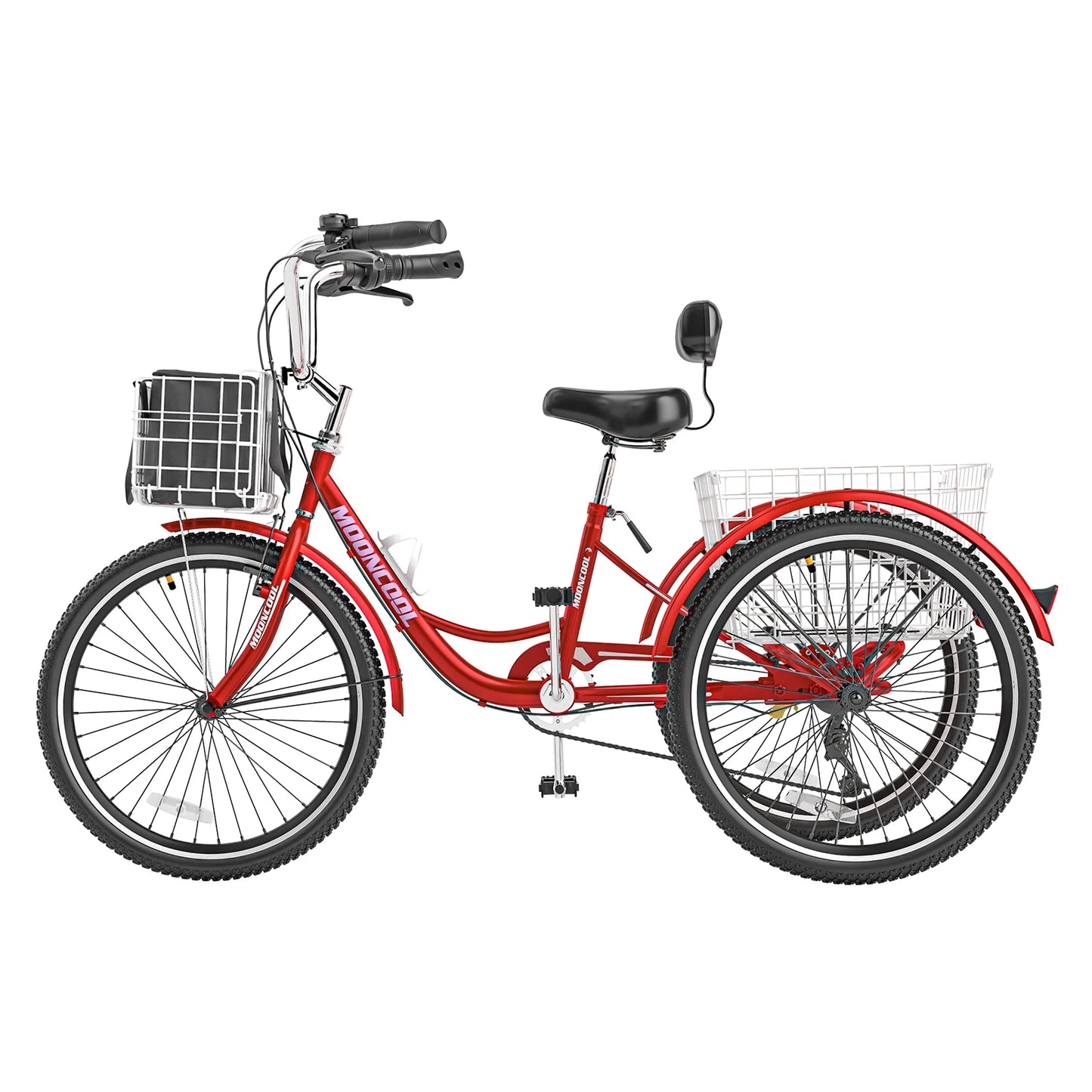 MOONCOOL Adult Tricycles with Rear Basket & Inflator, 24 26 in 7 Speed 3 Wheel Bikes, Three - Product image 167