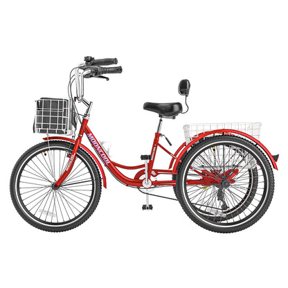 MOONCOOL Adult Tricycles with Rear Basket & Inflator, 24 26 in 7 Speed 3 Wheel Bikes, Three - Product image 167
