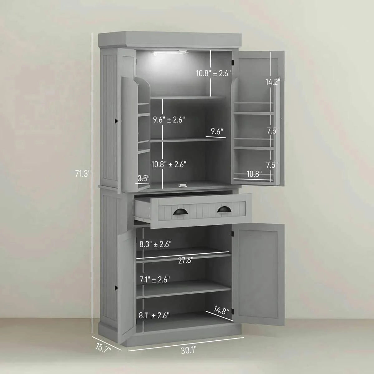 Spaco 17 - Tier Kitchen Small Pantry Cabinet with 2 Doors and 6 Adjustable Shelves, Cabinet Pantry - Product image 38