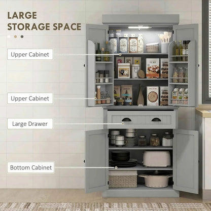 Spaco 17 - Tier Kitchen Small Pantry Cabinet with 2 Doors and 6 Adjustable Shelves, Cabinet Pantry - Product image 36
