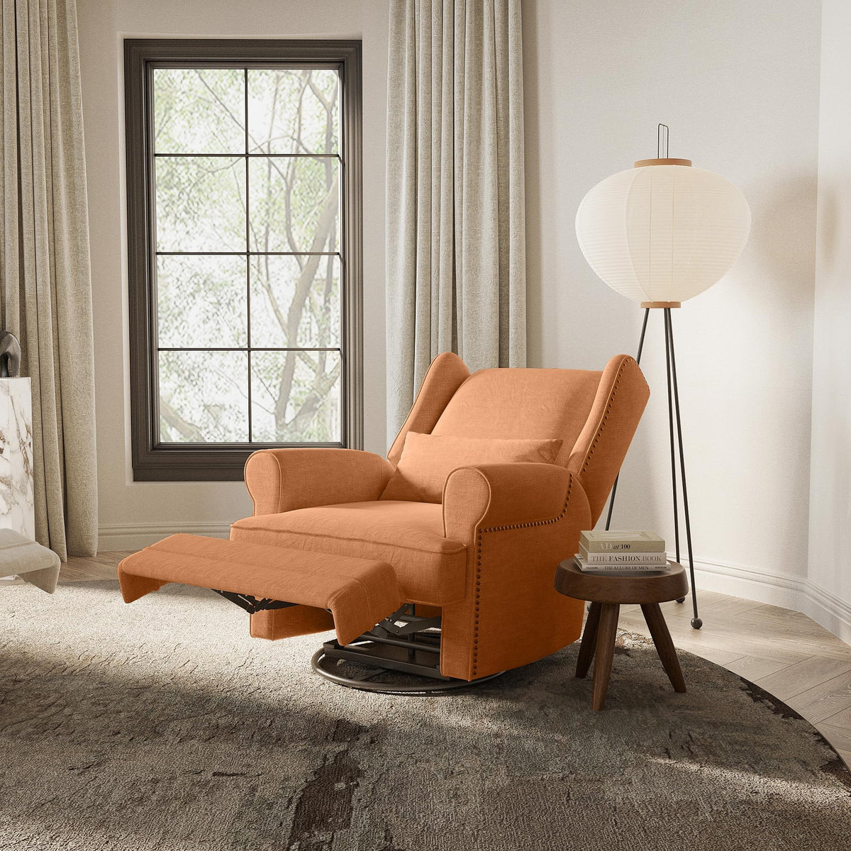 Royalcraft Swivel Nursery Glider Recliner, Comfy Upholstered Glider Chair with Lumbar Pillow and Footrest - Product image 23