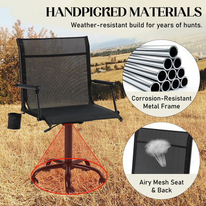 AECOJOY Hunting Swivel Chair, Adjustable Height, Foldable Backrest, Sturdy Frame for Long Hunts - Product image 7