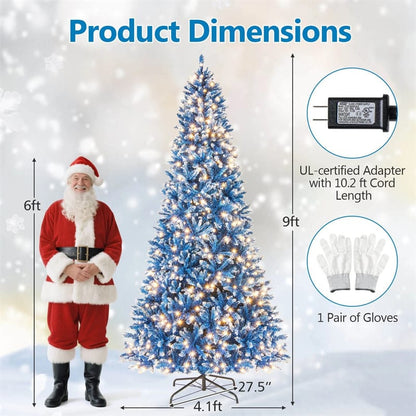 6/7/8/9 FT Pre-Lit Christmas Tree, Blue Hinged Xmas Tree with Frosted PVC Tips, Warm White LED Lights - Product image 40