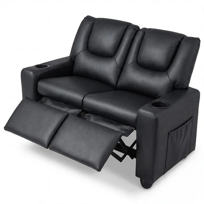 2-Seater Kids Recliner, PU Leather Reclining Loveseat with Cup Holders & 2 Side Storage Pockets - Product image 14