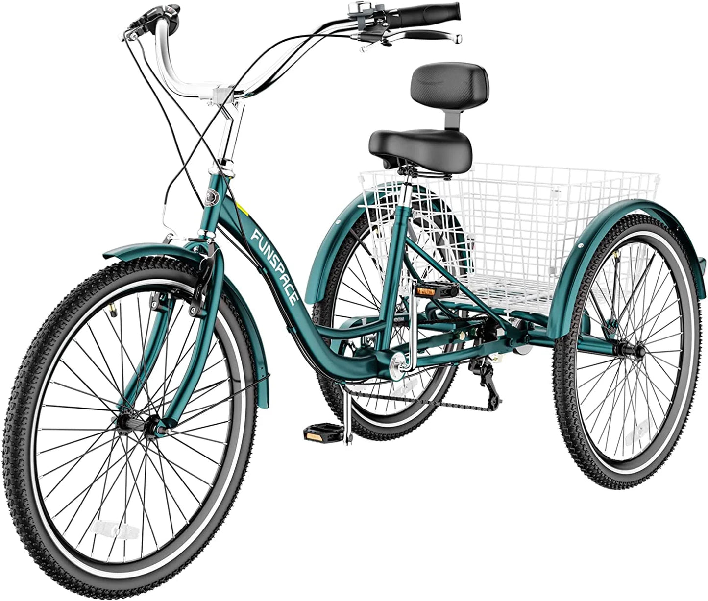 MOONCOOL Adult Tricycles with Rear Basket & Inflator, 24 26 in 7 Speed 3 Wheel Bikes, Three - Product image 99