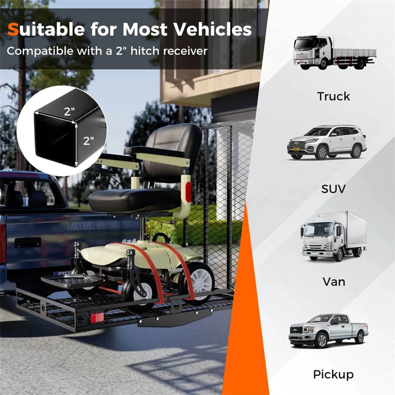 500 LBS Hitch Mount Cargo Carrier with Foldable Ramp, Heavy-Duty Mobility Scooter Wheelchair Carrier for - Product image 5