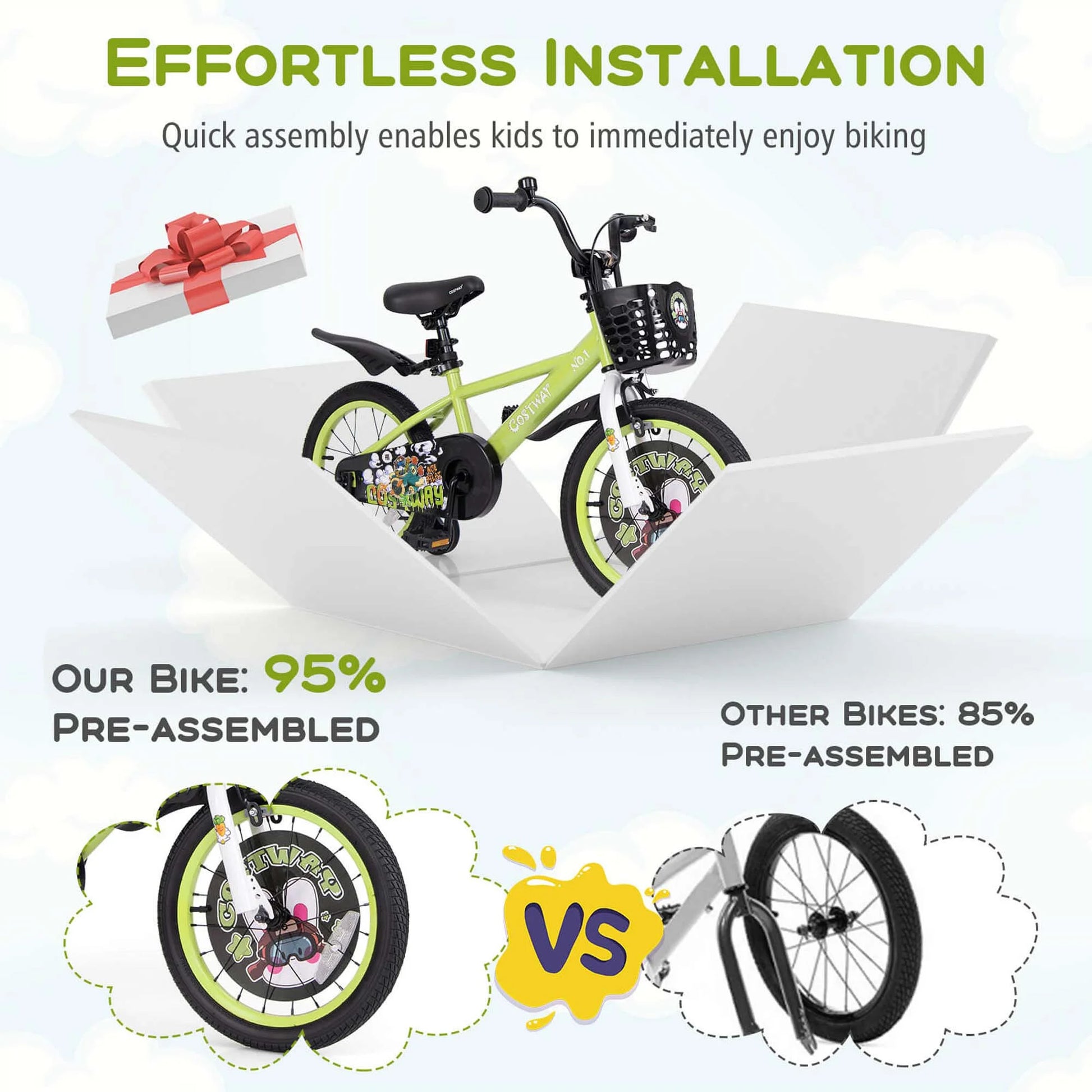 Costway 16" Kid'S Bike for 4 - 7 with Height - Adjustable Handlebar & Saddle Handbrake Blue - Product image 29