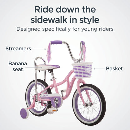 Schwinn Bloom 16 - In. Kid'S Bike with Training Wheels, Pink Child Bicycle