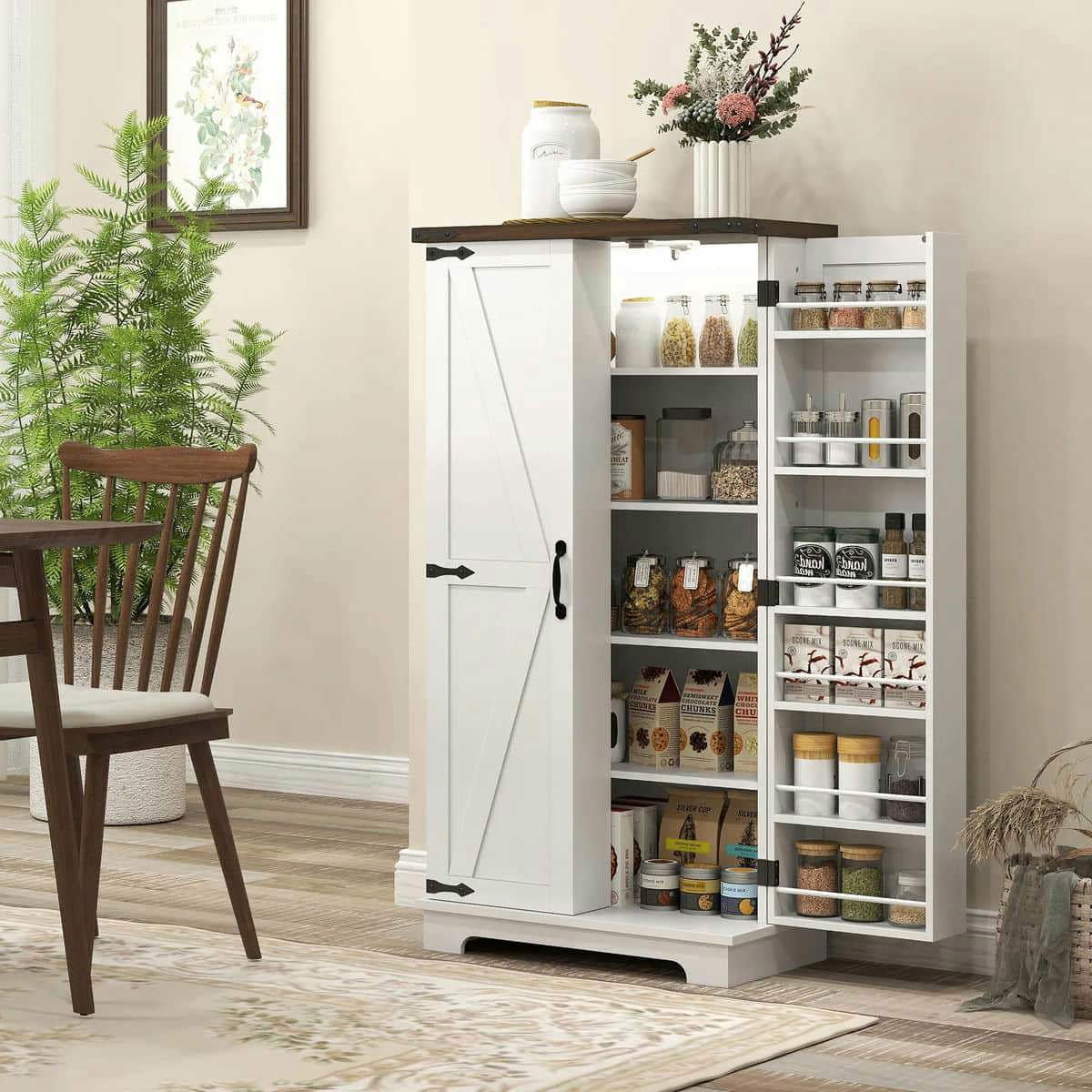 Spaco 17 - Tier Kitchen Small Pantry Cabinet with 2 Doors and 6 Adjustable Shelves, Cabinet Pantry - Product image 19