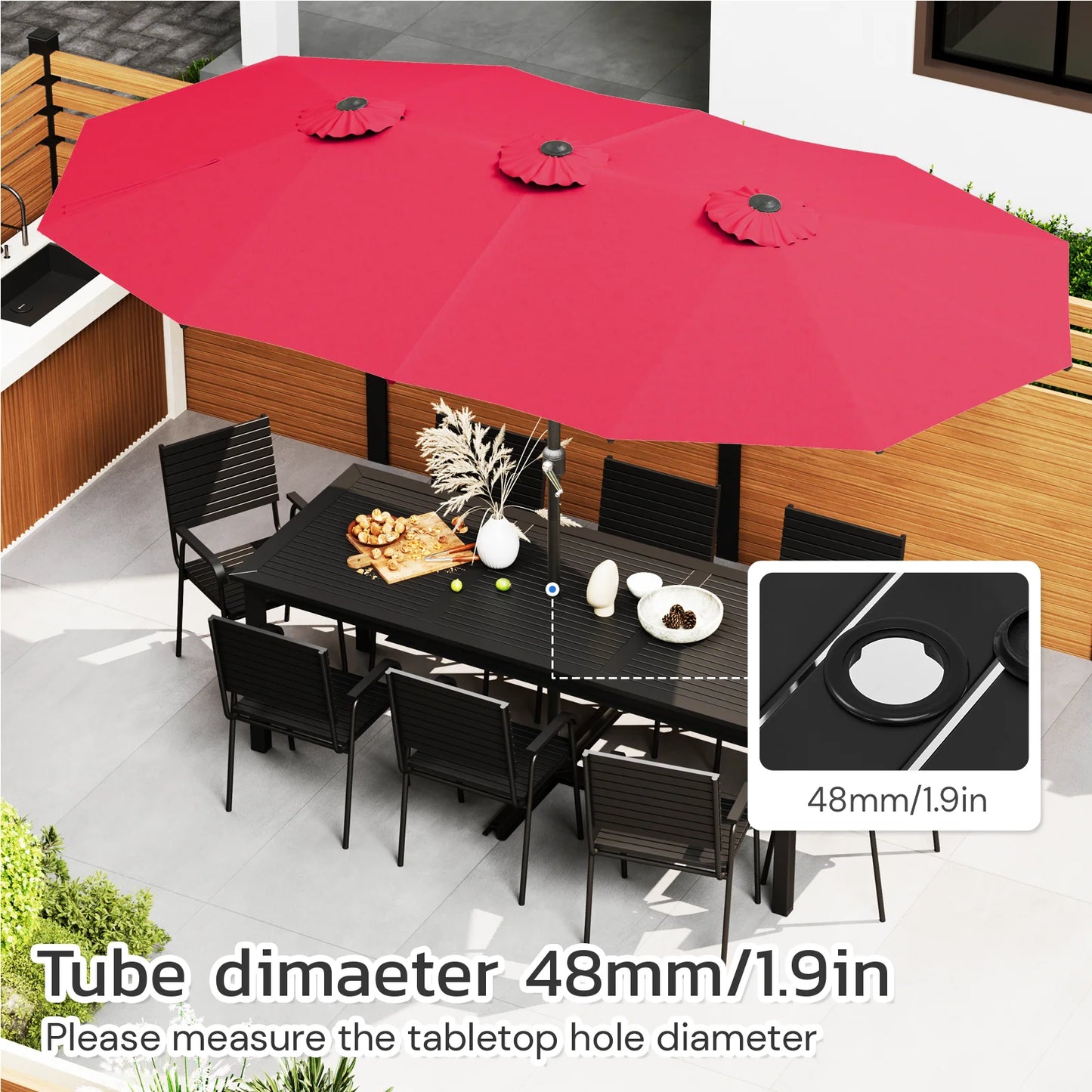 AECOJOY 15x9ft Double-Sided Patio Umbrella, Red - Product image 7