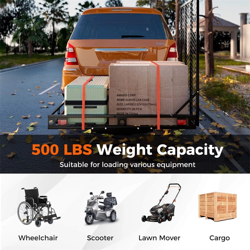 500 LBS Hitch Mount Cargo Carrier with Foldable Ramp, Heavy-Duty Mobility Scooter Wheelchair Carrier for - Product image 7