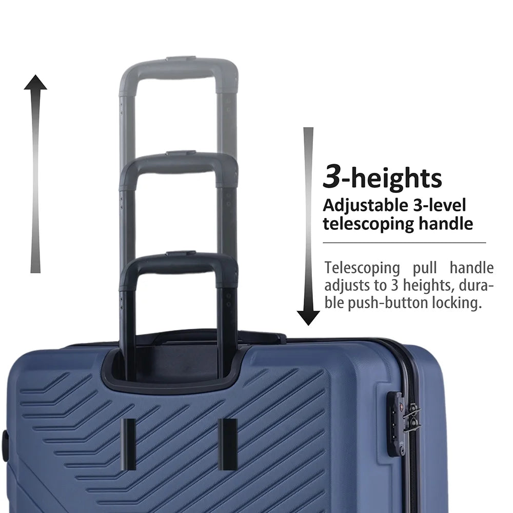 3 Piece Blue Luggage Travel Set, 20" 24" 28" Carry on Luggage with Spinner Wheels - Product image 29