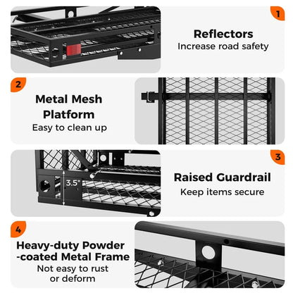 500 LBS Hitch Mount Cargo Carrier with Foldable Ramp, Heavy-Duty Mobility Scooter Wheelchair Carrier for - Product image 6