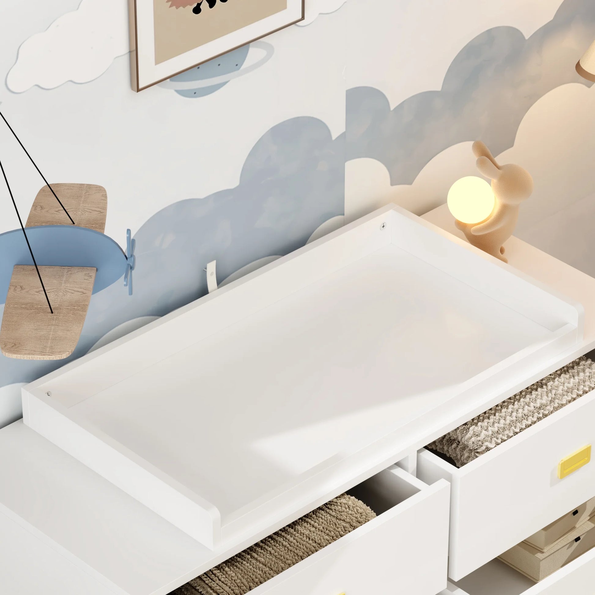 OXYLIFE 45" Baby Nursery Changing Table Dresser with 4 Drawers and Shelf for Nursery Room, White - Product image 74