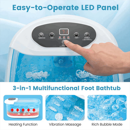 Foot Spa Bath Massager w/ Heat, Bubbles & Vibration Mode, Digital Temp Control, 12 Rollers, Pedicure Stone - Product image 9