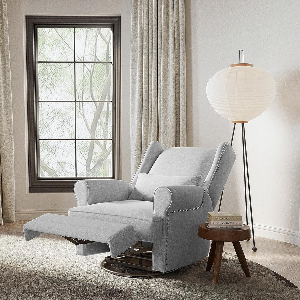 Royalcraft Swivel Nursery Glider Recliner, Comfy Upholstered Glider Chair with Lumbar Pillow and Footrest - Product image 37