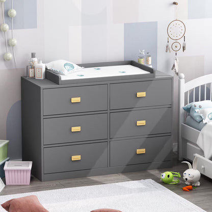 OXYLIFE 45" Baby Nursery Changing Table Dresser with 4 Drawers and Shelf for Nursery Room, White - Product image 3